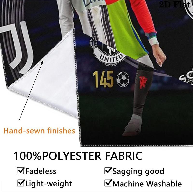 CR7 Career Milestone Tapestry, Multi Club Badge Ronaldo Stats Display Soccer Wall Art Decor