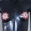 Stonefans et par røde blomster brystlapper brystvorten klistremerker Ingen piercing smykker Festival Sexy brystvorte pasties Bryst kronblad klistremerker