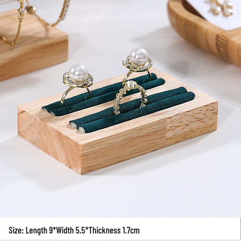Solid Wood Minimalist Ring Display Tray with 20 Slots