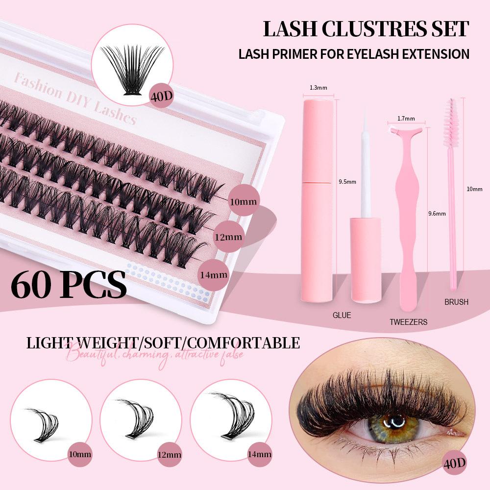 Diy Segmented False Eyelashes 3 Rows 12-16M With Glue Tweezers Set Combination Eyelashes