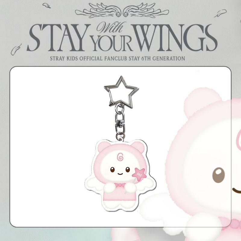 Stray Kids STAY WITH YOUR WINGS Acrylic Keychain, Cute Cartoon Angel Character Bag Charm Key Ring, Kpop Merchandise Collectible Gift for Fans