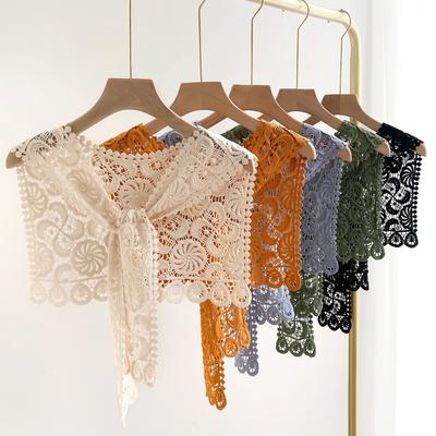 Lace Knitted Crochet Hollow Fake Collar Women Small Shawl Decorative Fake Collar Women Clothes Accessories Detachable Collar