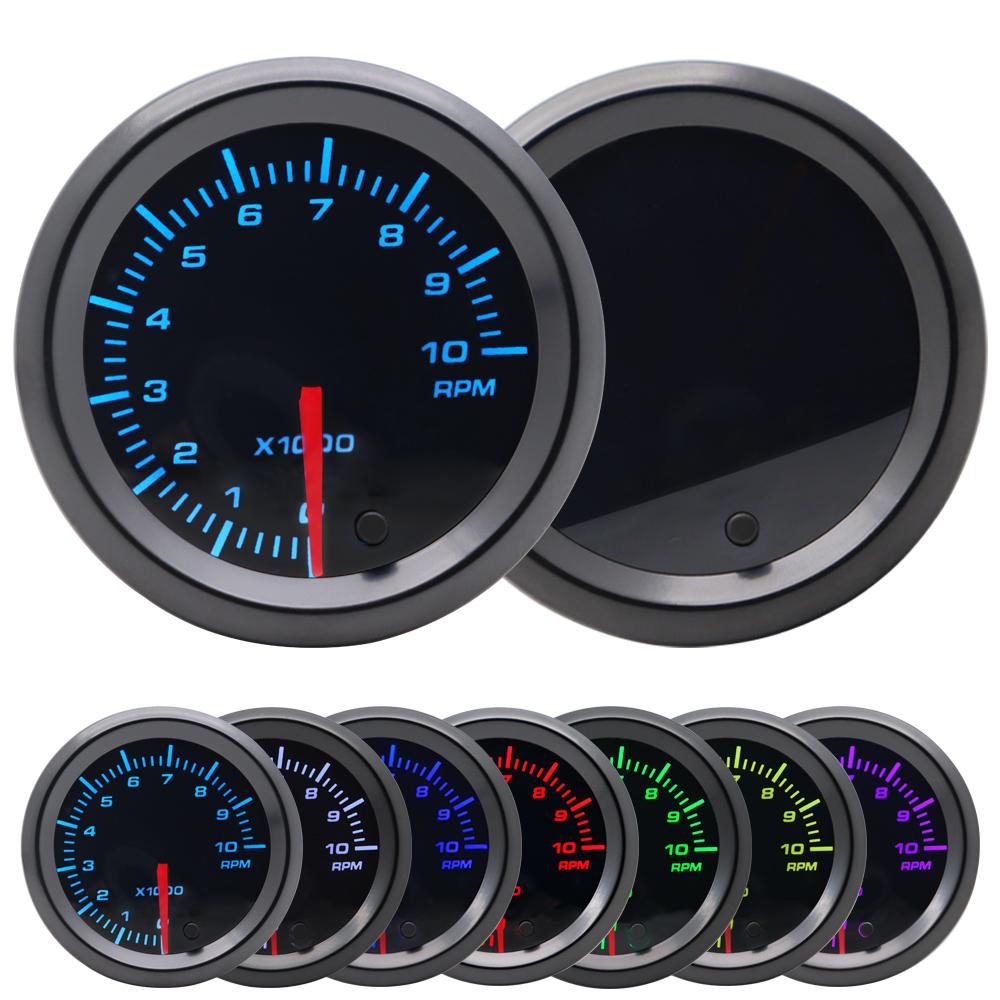 2' 52mm LED Tinted 7 Color Series Boost/Water Temp/Oil Temp/Oil Pressure/Voltmeter/Air Fuel Ratio/EGT/Tachometer RPM Car Gauge