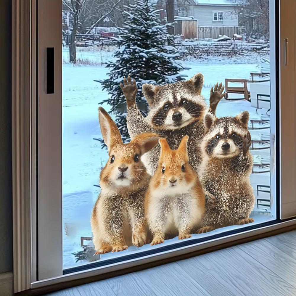 Entzückende Wanddekorations-Aufkleber im Waschbär- und Hasen-Design zur Verschönerung von Heim-Hintergründen