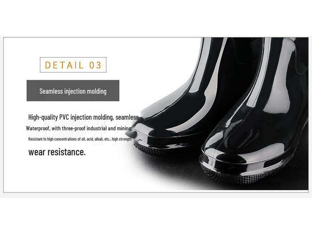 Men's High-Top Non-Slip PVC Construction Rain Boots - Wear-Resistant, Water-Resistant Mid-Calf Rubber Shoes