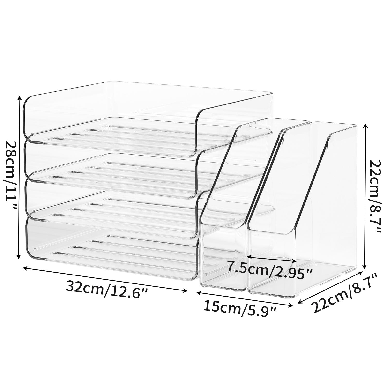 Desk Organizer with 2 Vertical File Holder 4 Tier Stackable Paper Letter Tray File Organizer Cl 6860₽