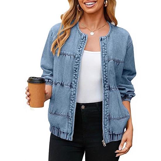 Women's European & American Patchwork Denim Cardigan - Spring/Fall 2025 Collection