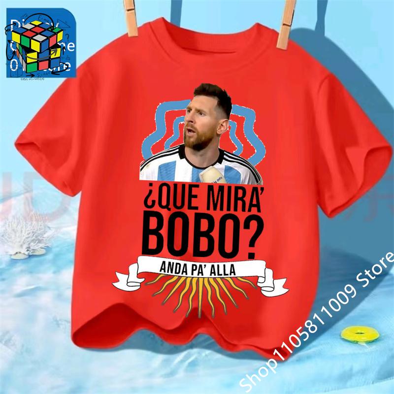 Messi Fußball für 4-14 Jahre Sommer 2026 Kinderkleidung Coole T-Shirts für Kinder Stich Jungen Kinderbekleidung