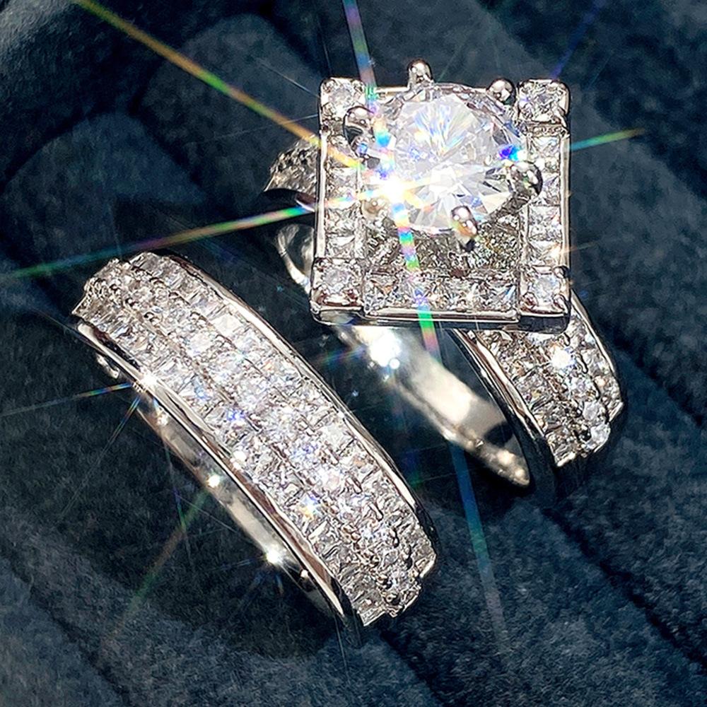 Geometric Heavy Industry Pair Ring Women, Fashionable Light Luxury High-End Jewelry, Super
