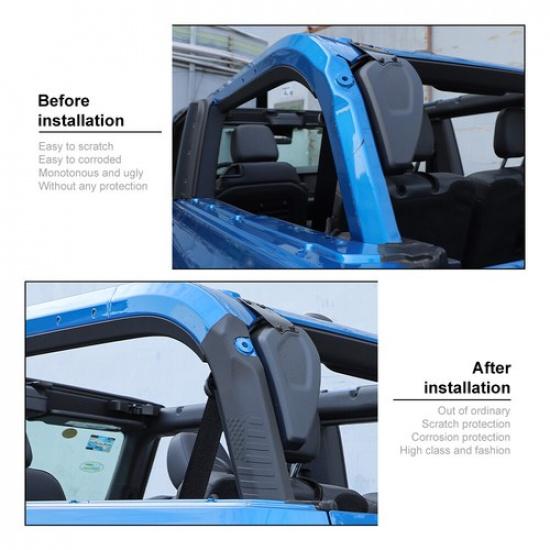 Schwarzer Säulen-Überrollbügel-Polster-Schutzabdeckung Zierleiste für Ford Bronco + 2-türig