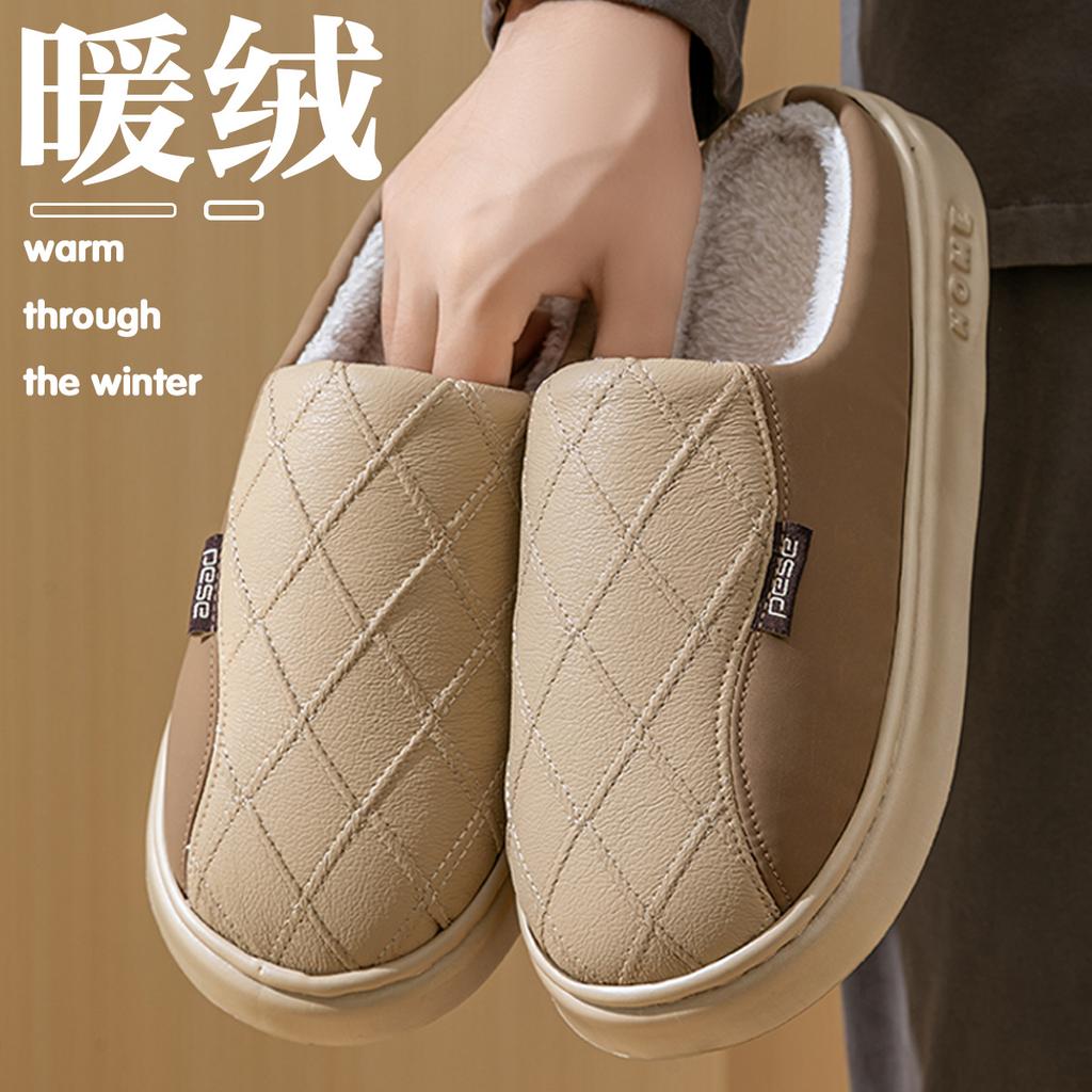 Waterproof Cotton Slippers Winter 2025 New Outdoor Wear Indoor Home Non-slip Thick Bottom Couple Cotton Drag Winter