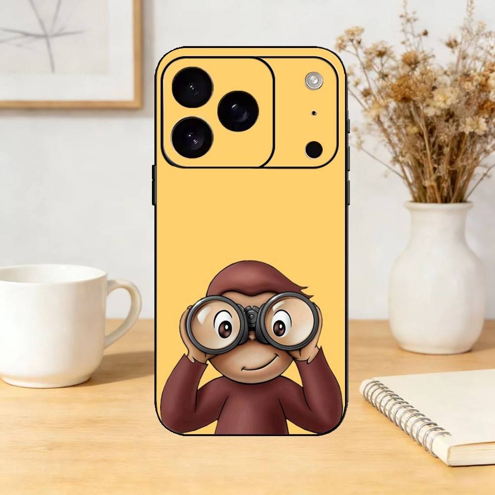 Mokey C-Curious G-Georges Phone Case For iPhone 17,16,15,14,13,12,11 Plus,Pro,Max,Mini Silicone black Soft Cover