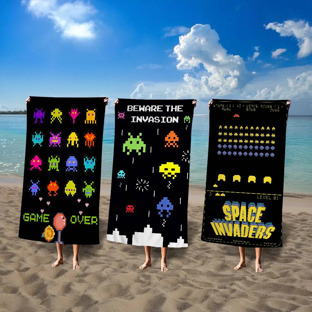 Classic Shooting Game S-Space Invaders Microfiber Beach Towel Absorbent Quick dry Soft Yoga Swimming Resort Mountain