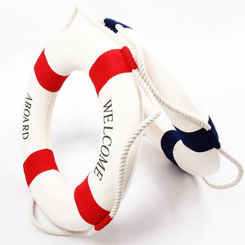 Nautical Style Welcome Decorative Red Blue Life Buoy Shape Home Marine Beach Wall Decoration Life Buoy Crafts Living Room Decoration