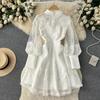 Elegant French Bellflower Lace Dress - Spring/Autumn Ruffle Princess Style