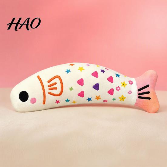 Catnip Filled Fish Pillow Cat Toy, Squeaky Linen Chew Stuffed Toy Kitten Kicker for Indoor Cats Biting Kicking Boredom Relief Natural Supplies