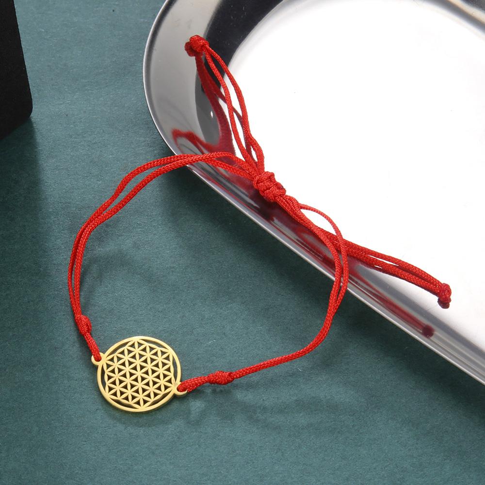 Dawapara Flower of Life Metatron Cube Bracelet for Women Men Adjustable Rope Chain Stainless Steel Charm Bracelet Couple Jewelry