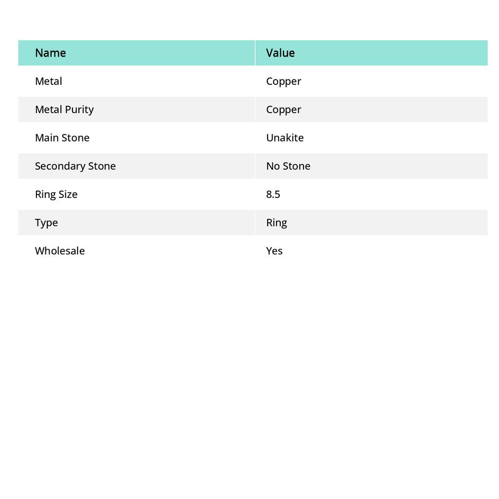 Natural Unakite Gemstone Handmade Copper Jewelry Ring Size 8.5 y0W63