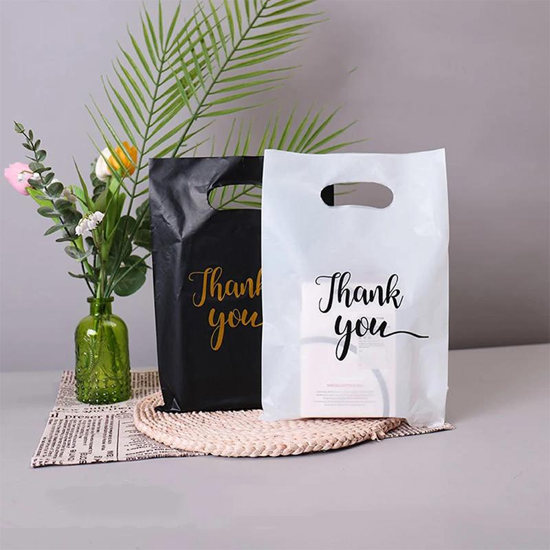 100Pcs Thank You Gift Bags Plastic Wedding Birthday Party Treat Bags Favors Small Business Shopping Candy Cookie Packaging