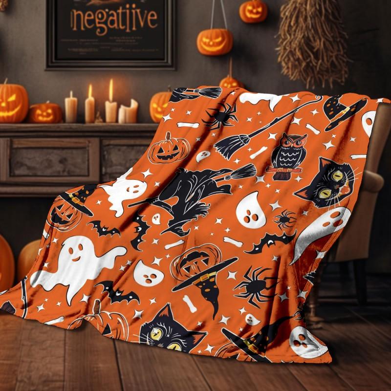 Halloween Print Flannel Blanket Soft Cozy Throw Bed Sofa Plush Fleece 70x100 To 150x200cm
