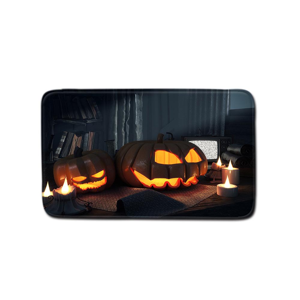 Halloween Bathroom Shower Curtain Floor Mat Combination Four-Piece Set Bathroom Toilet Carpet Door Mat