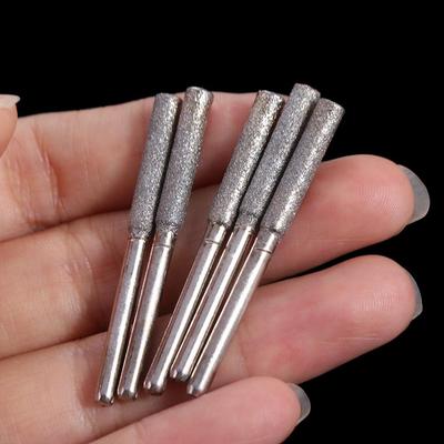 5pcs 4/4.8/5.5mm Diamond Coated Chainsaw Sharpener Stone Polishing Cylindrical Burr Chainsaw File Gold Silver Saw Sharpening