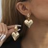 Gold 2023 Trendy Heart Earrings Stylish Zinc Alloy Womens Winter Fashion