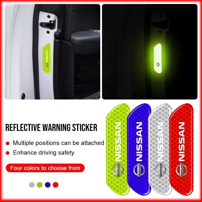 4PCS Car Door Safety Warning Reflective Mark 3D Sticker Car Accessories For Nissan Nismo Qashqai J11 J10 Juke X Trail T32 Tiida Teana Skyl