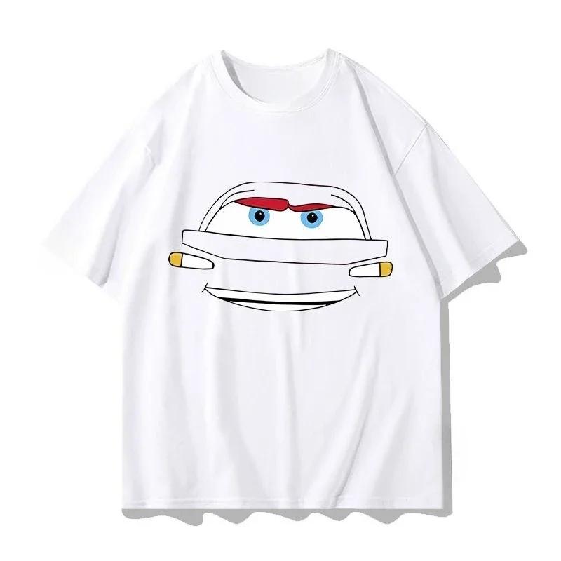 Smile Cars McQueen Unisex T-shirt Gift for Couple Cotton Tops Tees Short Sleeve Clothing Streetwear Oversized Unisex