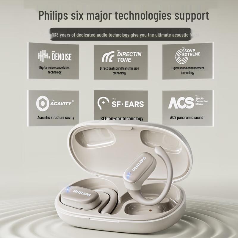 Philips Open-Ear Ear-Hook Bluetooth Sport Earbuds TAT3708