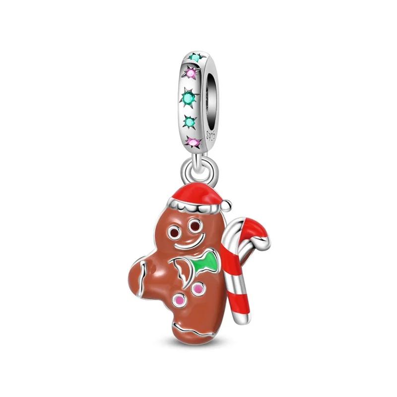 Christmas Original Copper Charms Snow Santa Claus Earrings Beads Fit Necklace Bracelets Diy Gifts Fine Jewelry