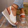 Women's Plus Size Fishmouth Sandals Spring/Summer 2025 New Arrival Block Heel Roman-Style Strappy Sandals with Buckle