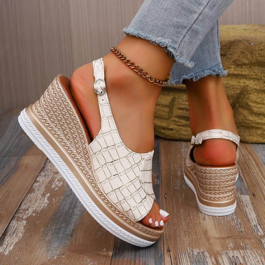 Women's Plus Size Fishmouth Sandals Spring/Summer 2025 New Arrival Block Heel Roman-Style Strappy Sandals with Buckle