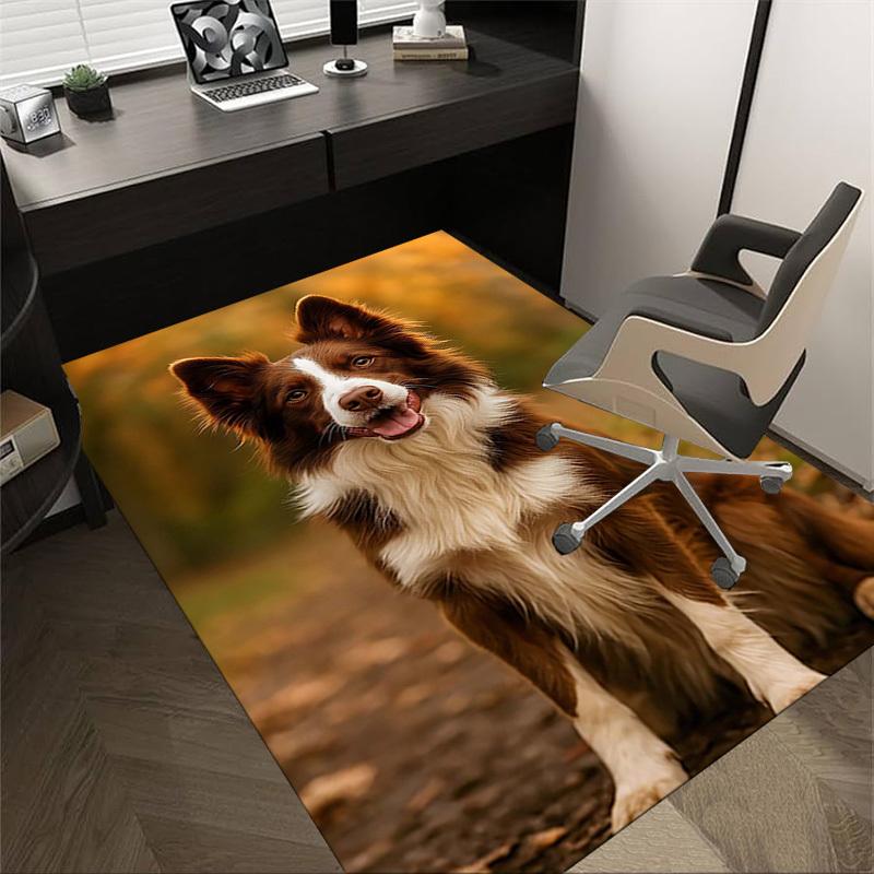 1PC Cute puppy Non-Slip Floor Carpet Compatible for Office&Living Room&Dining room - Flat-Weave Machine- Soft & Pattern-E323