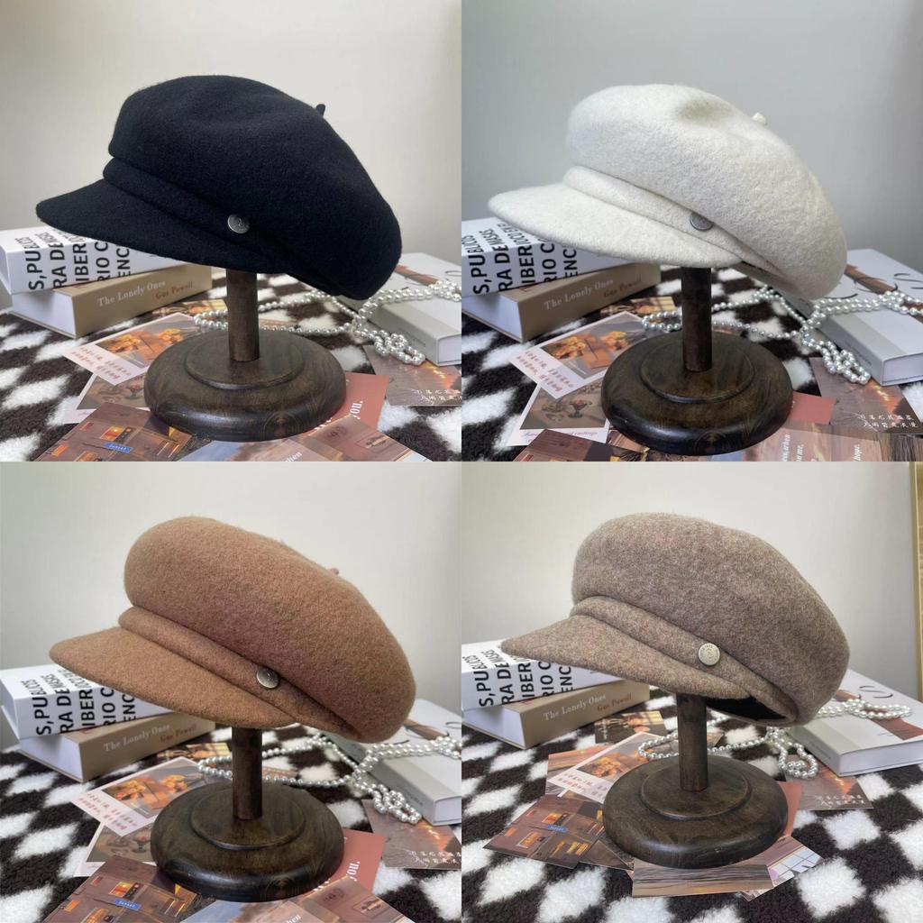 Woll-Barett für Damen Herbst Winter Vintage Gestrickt Warmes Modeaccessoire