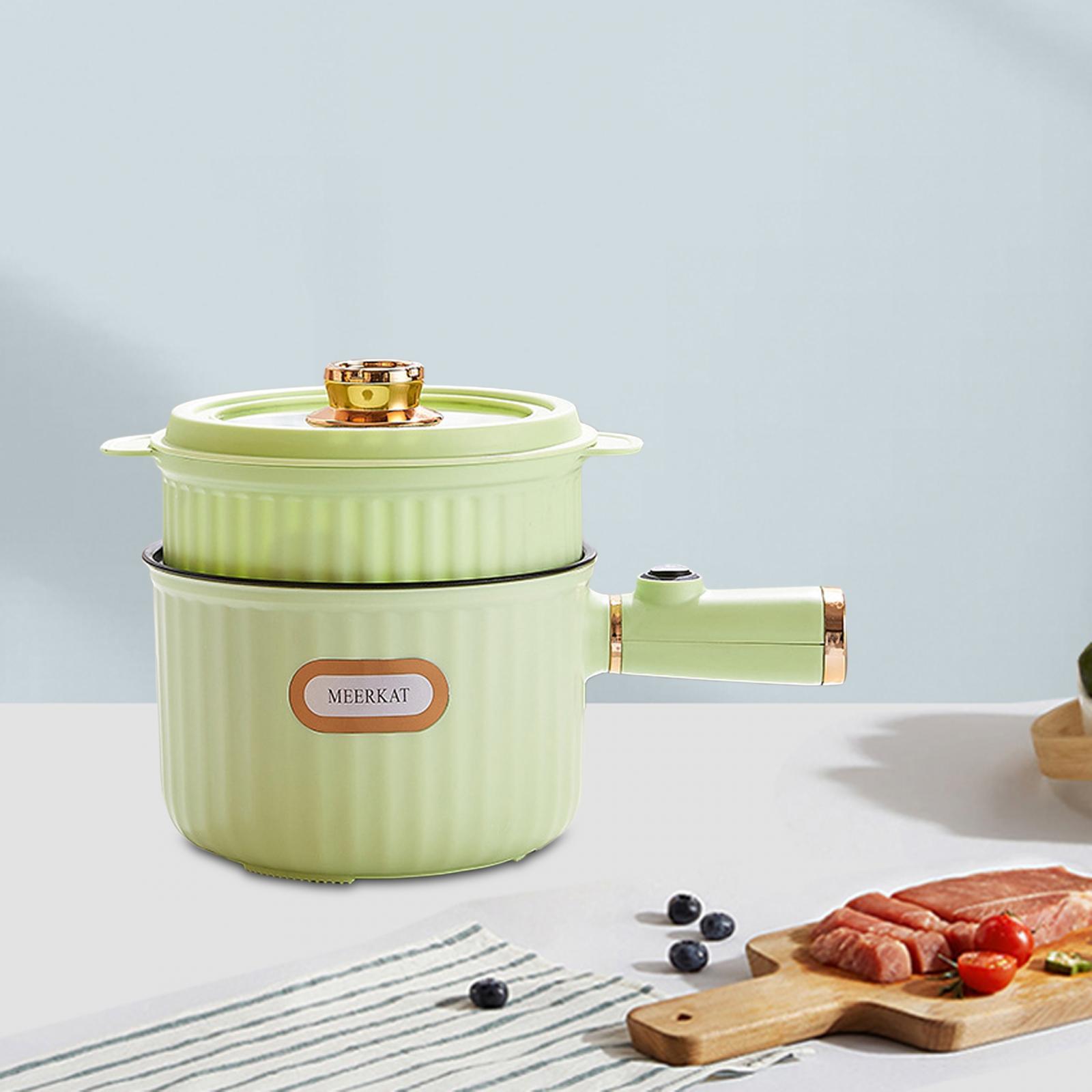 

Электрические кастрюли многоцелевая портативная электрическая плита 1.6л Рамен-варка антипригарная сковорода для пельменей лапша суп Рамен зелёный