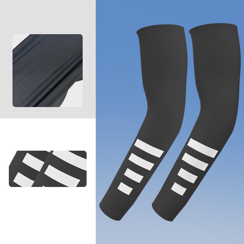 

Reflective Strip Arm Sleeves Fishing Ice Silk Cooling Uv Protection Arm Cover Cycling Running Safety Visibility Elastic Sleeves
