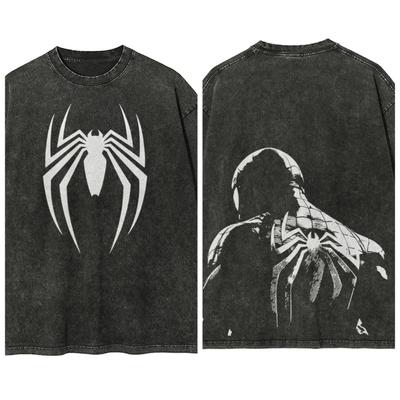 Marvel Spider-man Washed Retro Short Sleeve T-Shirt Casual Summer Wear Men's Short Sleeve Sports Popular Top