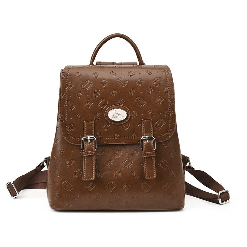 College Style Versatile Temperament Backpack Bag 2025 Fashion Embossed New Retro Women's Commuting Class Small Bag