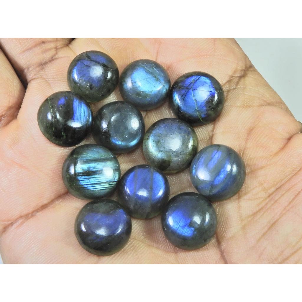 13X13MM Natural Labradorite Blue Round Cabochon Loose Gemstone 11Pcs Lot C-1029