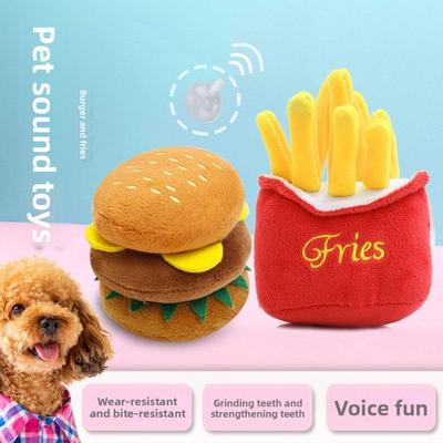 Juguetes Vocales de Perro de Peluche, Juguetes Lindos de Gato, Papas Fritas, Hamburguesas, Suministros para Mascotas, Juguetes para Gatos, Perro Pequeño y Mediano Osito de Peluche