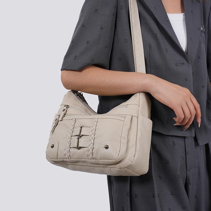 Large Capacity PU Small Square Bag Middle-aged Mother Bag Women's Shoulder Crossbody Bag