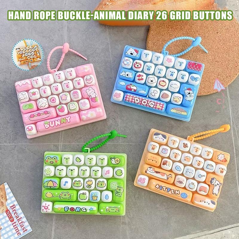 Cute Cartoon Mini Keyboard Fidget Toy With Kawaii Animal Prints And Portable Lanyard For Backpack Decor Kids Birthday Gifts