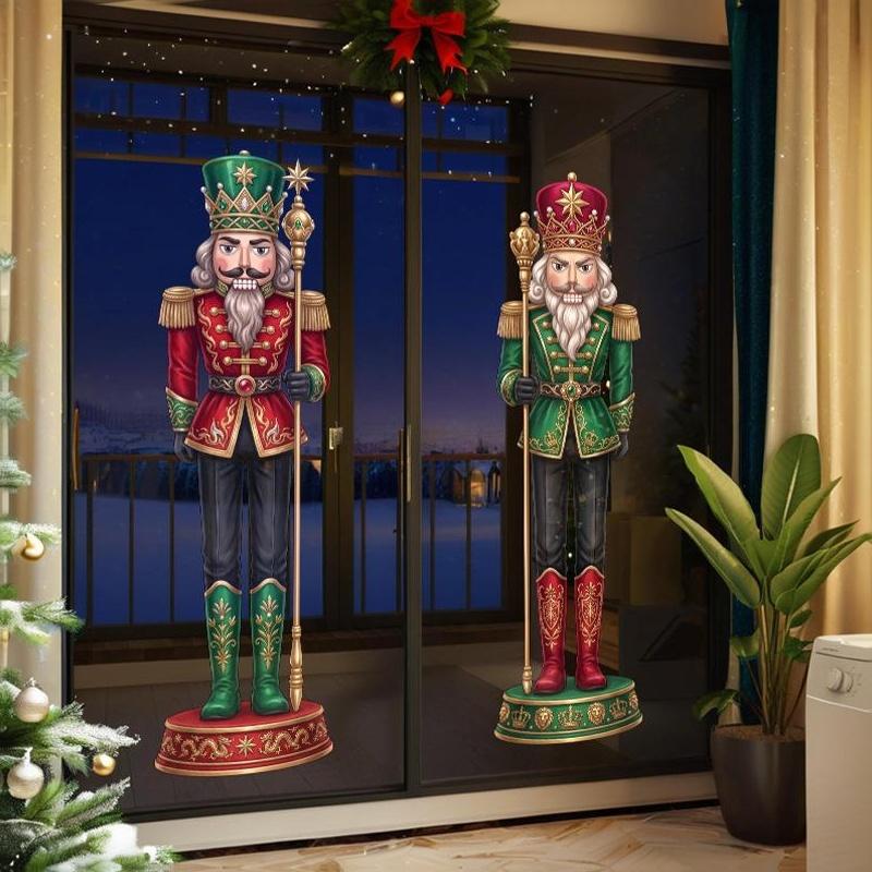 Schiaccianoci Soldato Statico Adesivo da Finestra Rimovibile in PVC Decorazione per Hall Hotel Festival di Natale