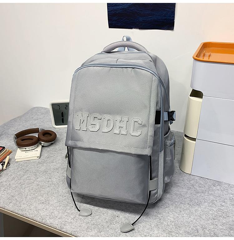 School bag high value letter style junior high school casual simple large capacity travel backpack