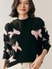 Women's Butterfly Cashmere Round Neck Sweater - 2025 Autumn/Winter Loose Slim Fit Knitwear