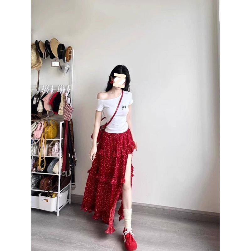 Casual Girl Summer Set With Dot Pattern And Cotton Fabric For Daily Wear