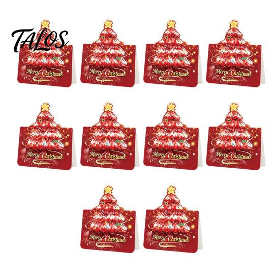 Blank Note Cards for Hand Written Blessings 10 Pcs 3D Christmas Tree Greeting Cards, Holiday Postcards Folded Xmas with Envelopes Bulk New Year,