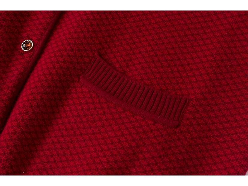 Women's Plus Size Red Wool Cardigan - Autumn/Winter Thick Knit Sweater Coat