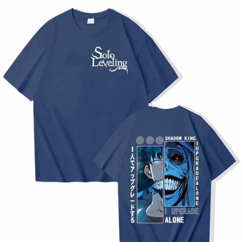 Anime Solo Leveling Cotton T-shirt Sung Jin-woo Print Men Women Clothes Solo Leveling Anime Manga Street Style Harajuku Male Top